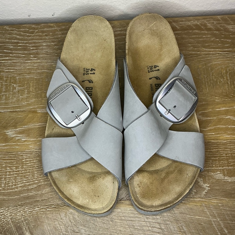 Birkenstock Siena Big Buckle Dove Grey Sandals Size 41 Medium/Narrow